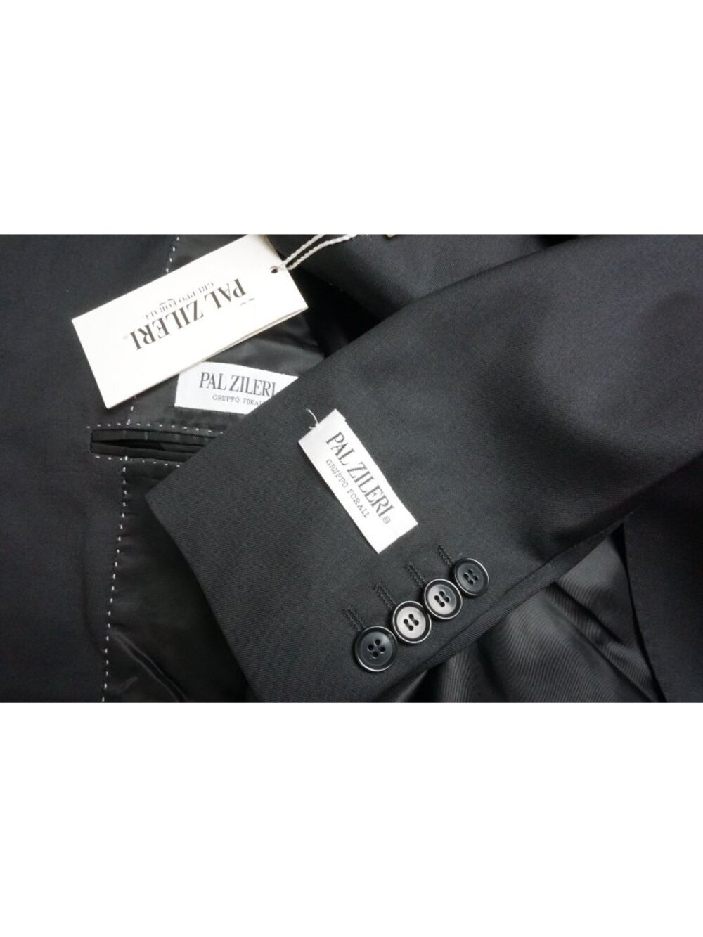 Pal Zileri Solid Black S110s Wool 2 Pc Suit Jacket Pants 48 EU BRAND NEW